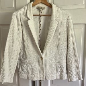 Lucky Brand Ivory Textured Cotton Spring/Summer Blazer- size L, like new!